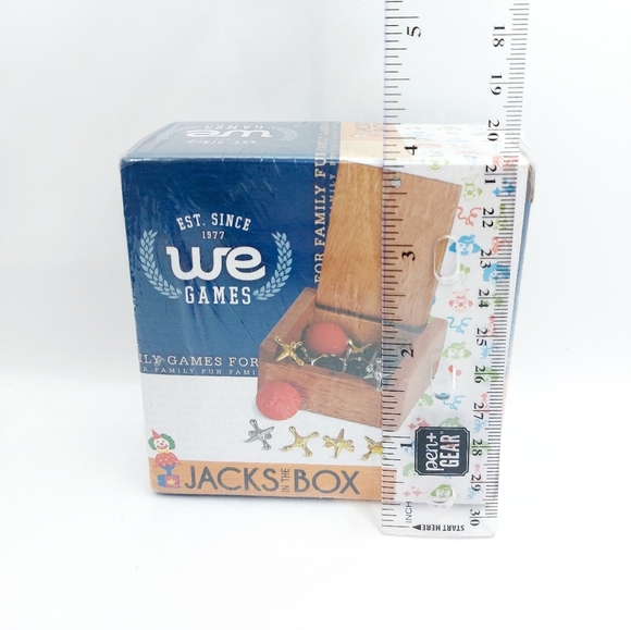 NIB 2013 We Games Jacks in the Box  Family Game Wooden Box Balls Jacks - Picture 4 of 4